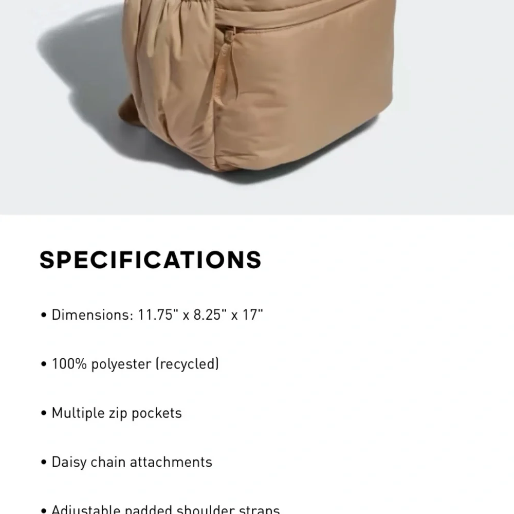 adidas Originals Puffer Backpack in Beige - Picture 7 of 11